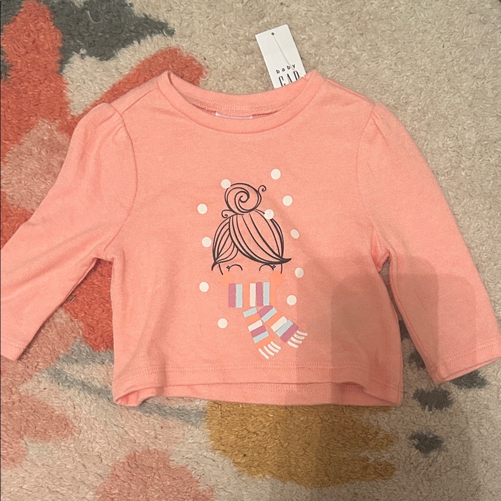 GAP Pink Long Sleeve Tee with Fun Graphic
